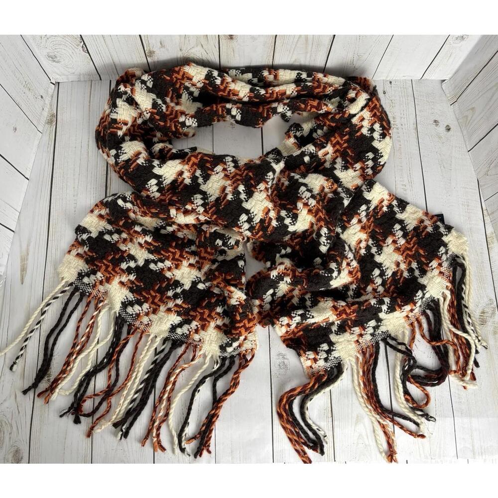 Banana Republic Wool Cashmere Knit Scarf Brown Ivory 1871